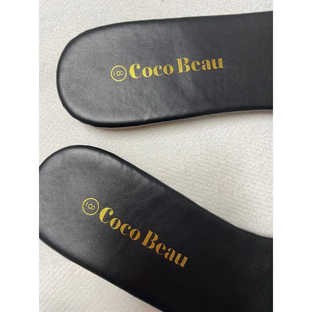 Coco Beau Black‎ Braided Slip On Sandals, Square Toe, Ladies size 8